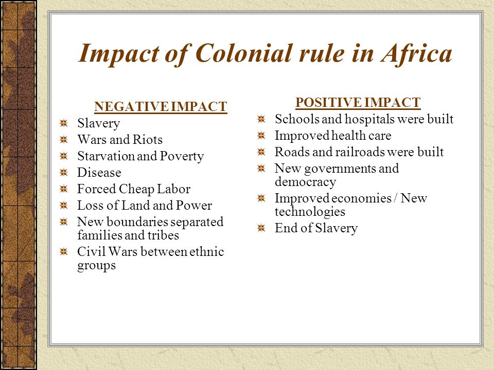 Impact of Colonial rule in Africa