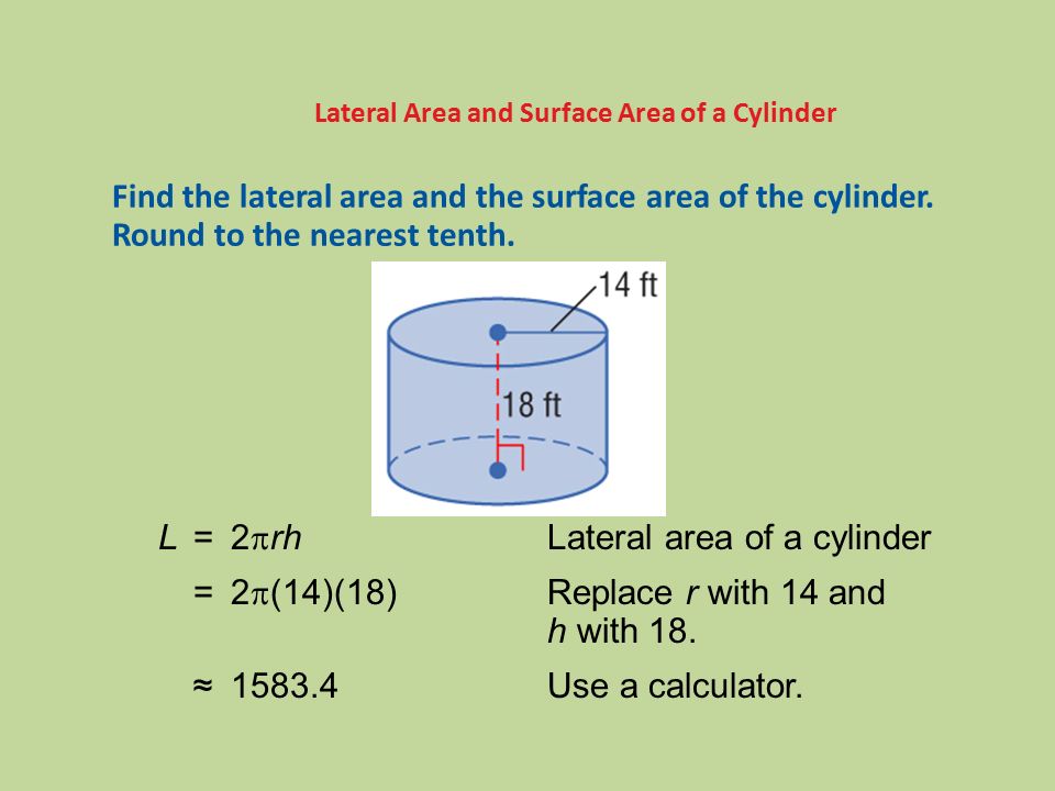 L = 2rh Lateral area of a cylinder