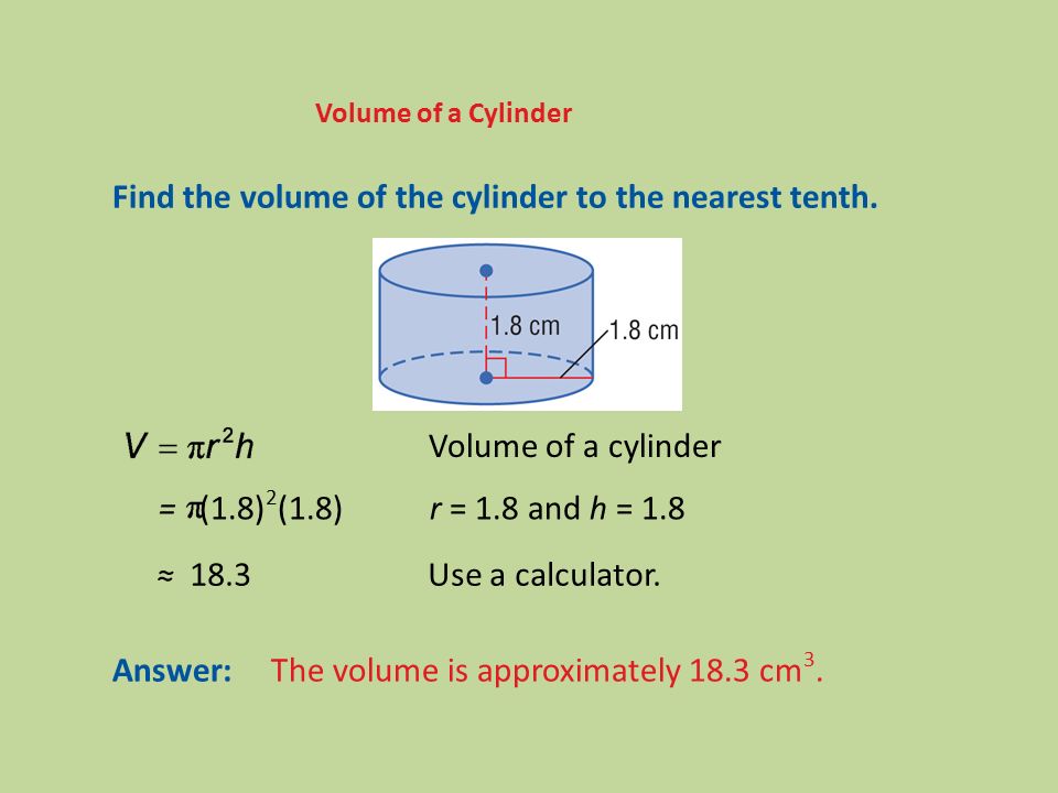 Find the volume of the cylinder to the nearest tenth.