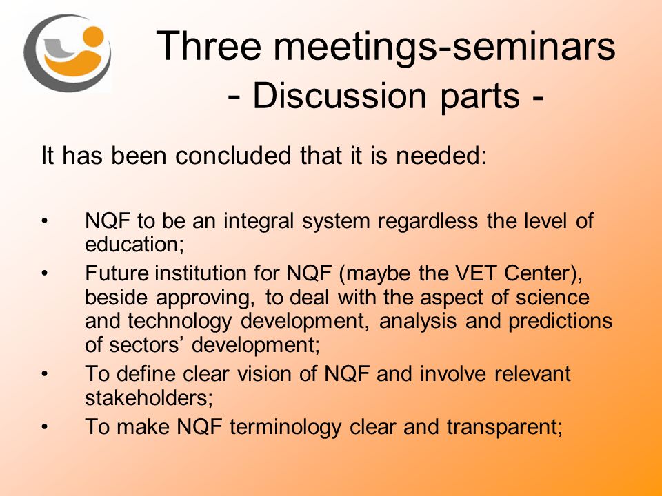 Three meetings-seminars - Discussion parts -