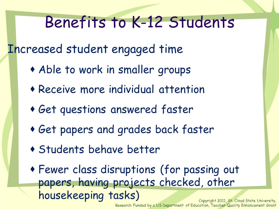 Benefits to K-12 Students