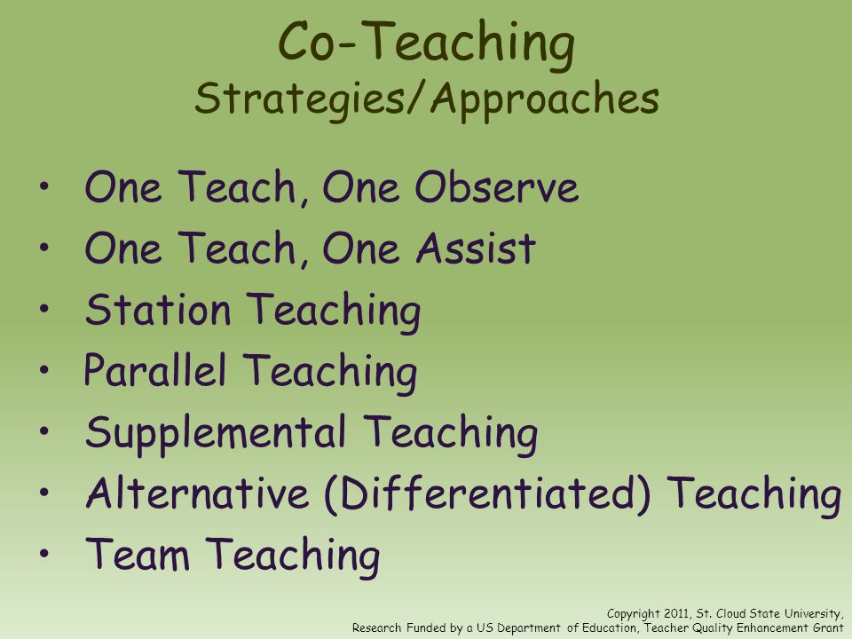 Co-Teaching Strategies/Approaches