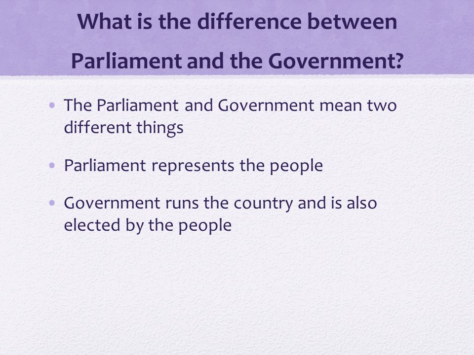What is the difference between Parliament and the Government