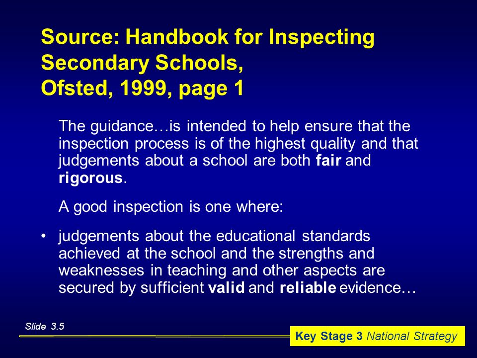 Source: Handbook for Inspecting Secondary Schools, Ofsted, 1999, page 1