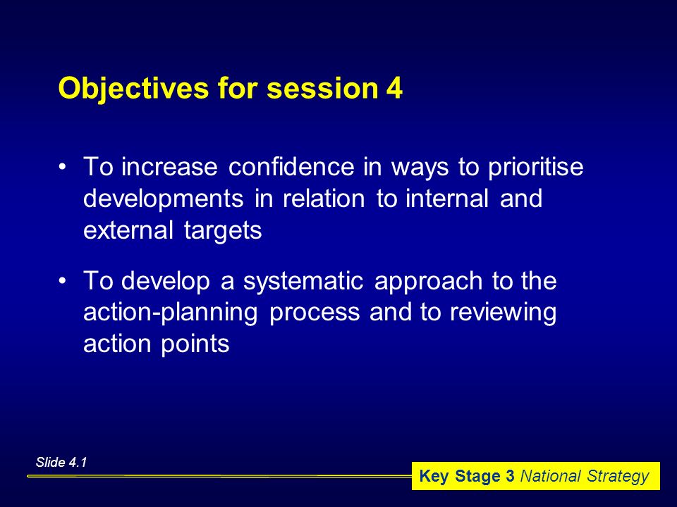 Objectives for session 4
