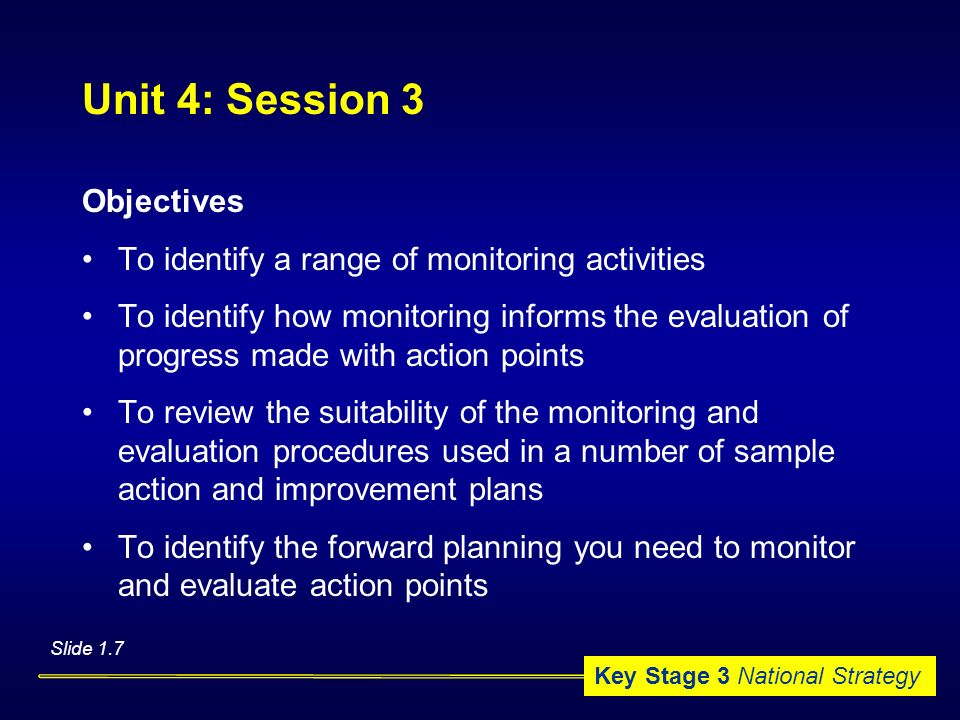 Unit 4: Session 3 Objectives