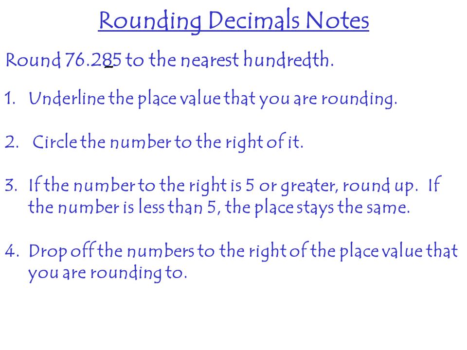 Rounding Decimals Notes