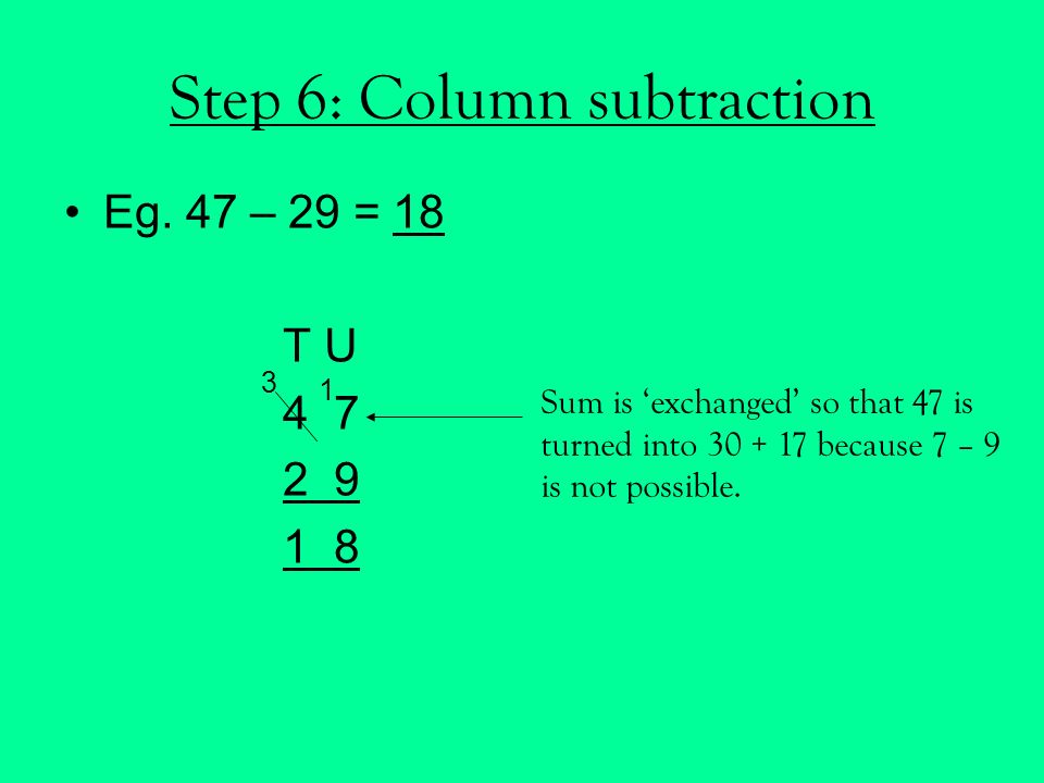 Step 6: Column subtraction