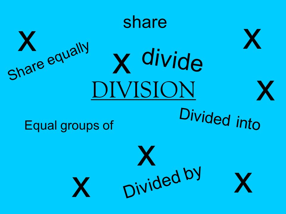 x x x x x x x divide DIVISION share Divided by Divided into