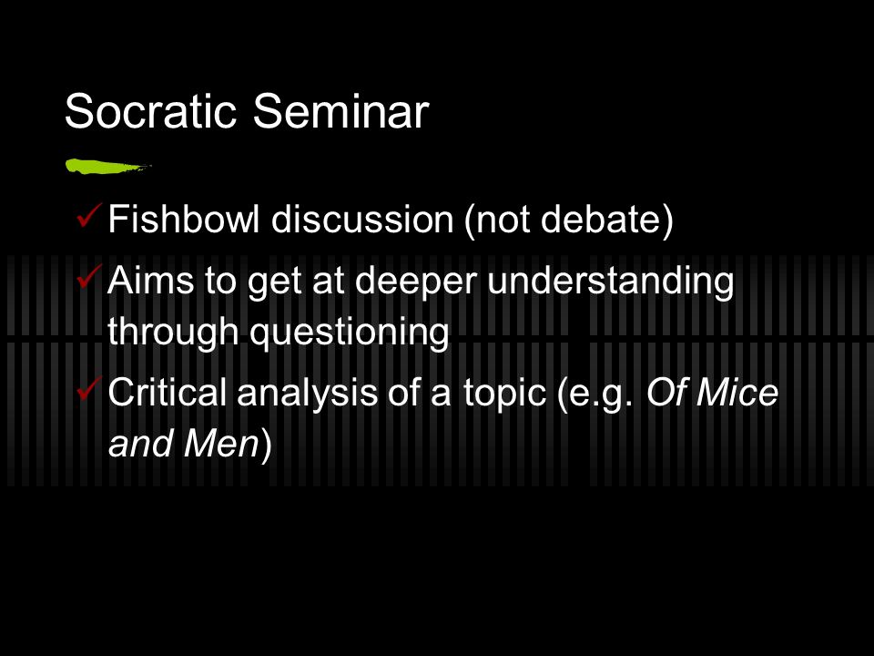 Socratic Seminar Fishbowl discussion (not debate)