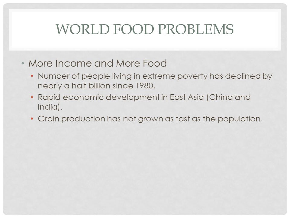 World Food Problems More Income and More Food