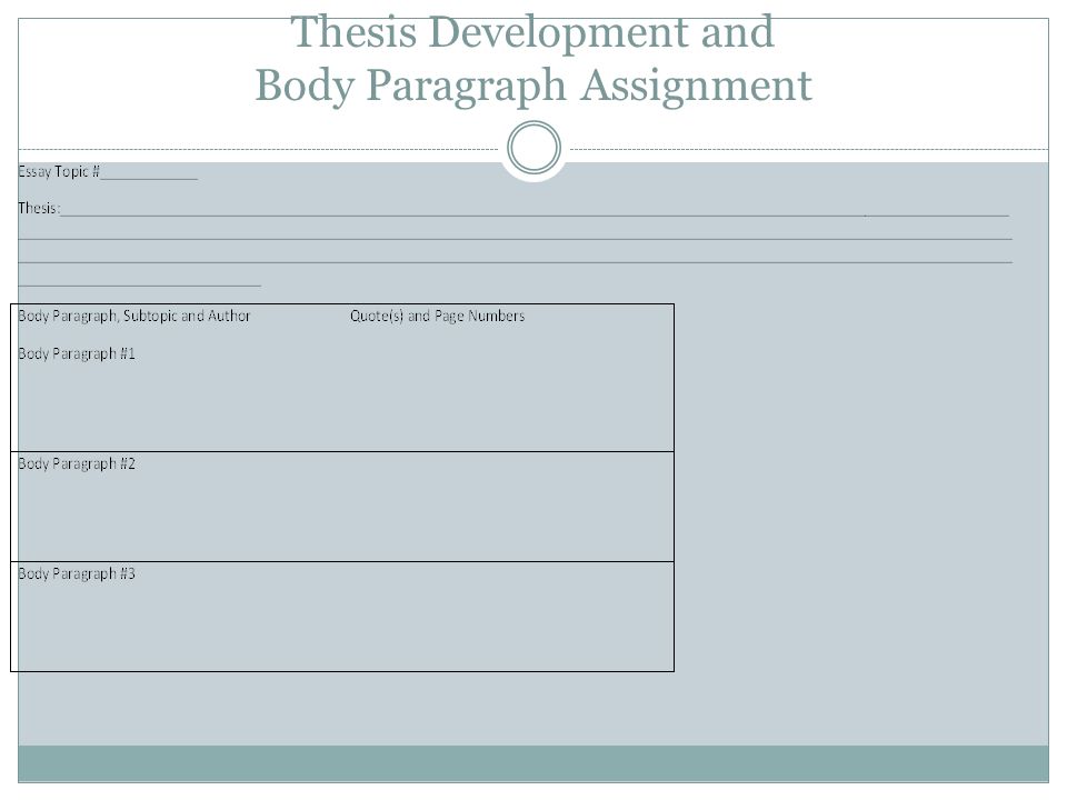 Thesis Development and Body Paragraph Assignment