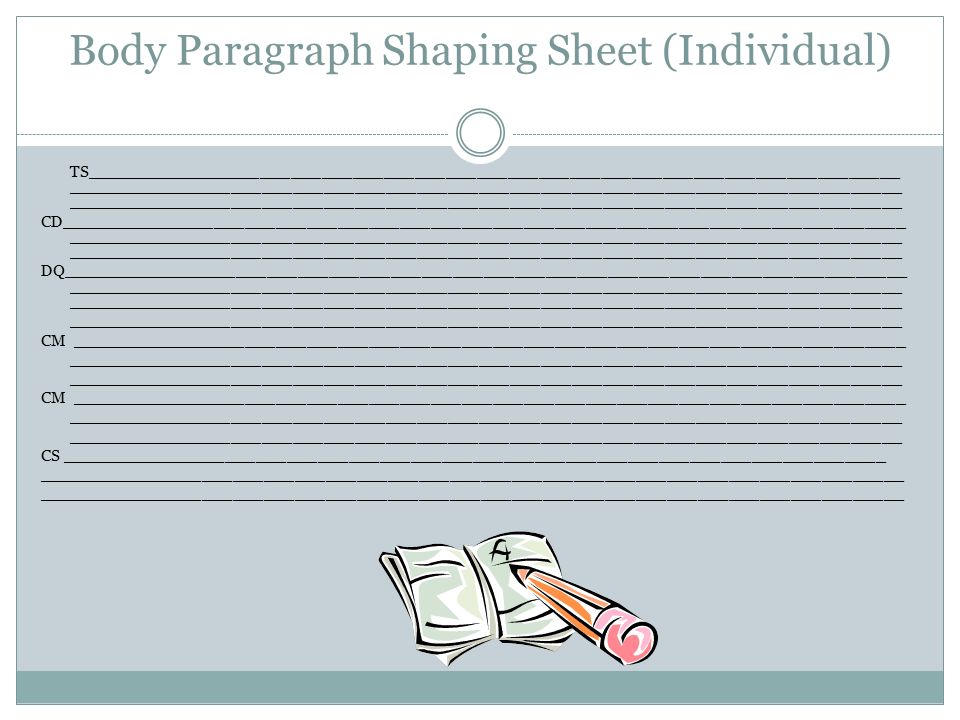 Body Paragraph Shaping Sheet (Individual)