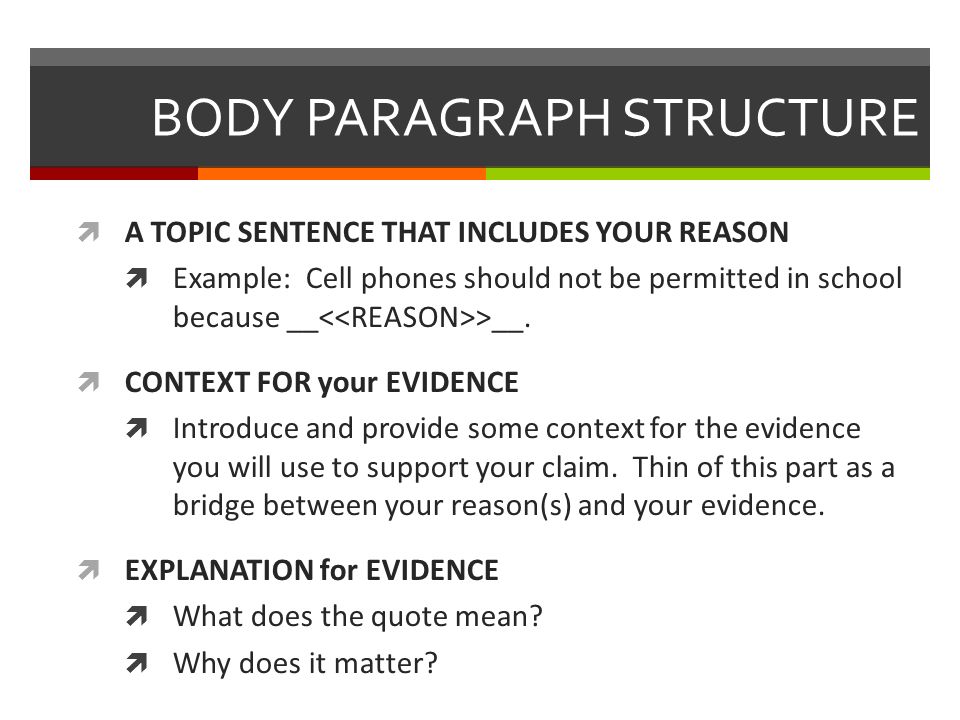 BODY PARAGRAPH STRUCTURE