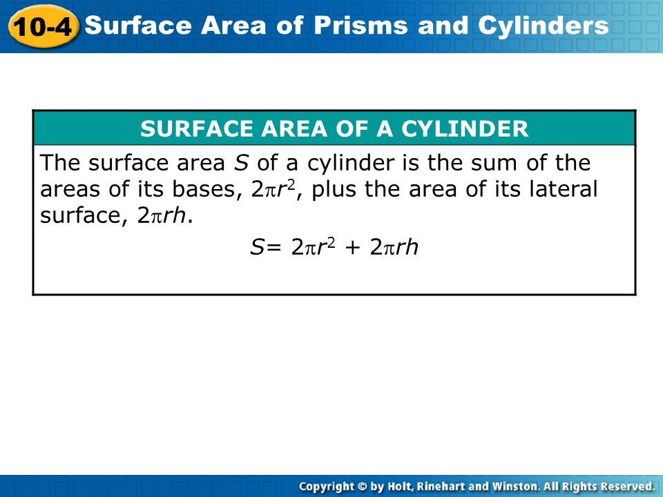 SURFACE AREA OF A CYLINDER