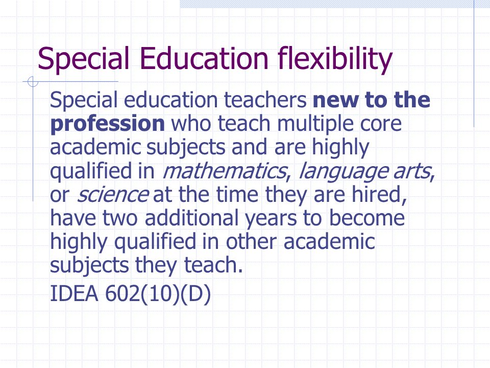 Special Education flexibility