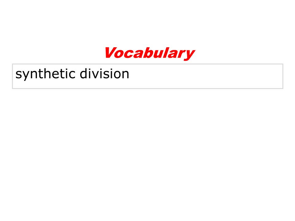 Vocabulary synthetic division