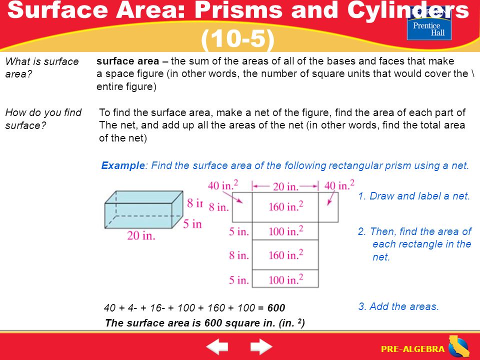 Surface Area: Prisms and Cylinders