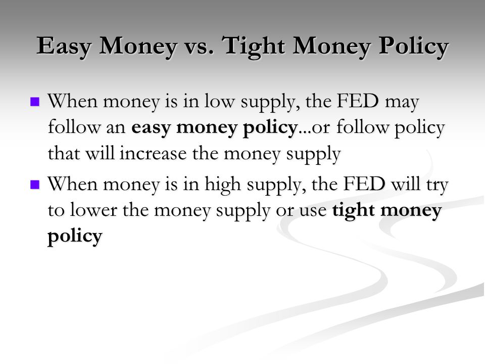 Easy Money vs. Tight Money Policy