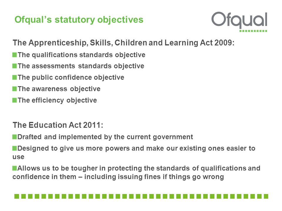 Ofqual’s statutory objectives