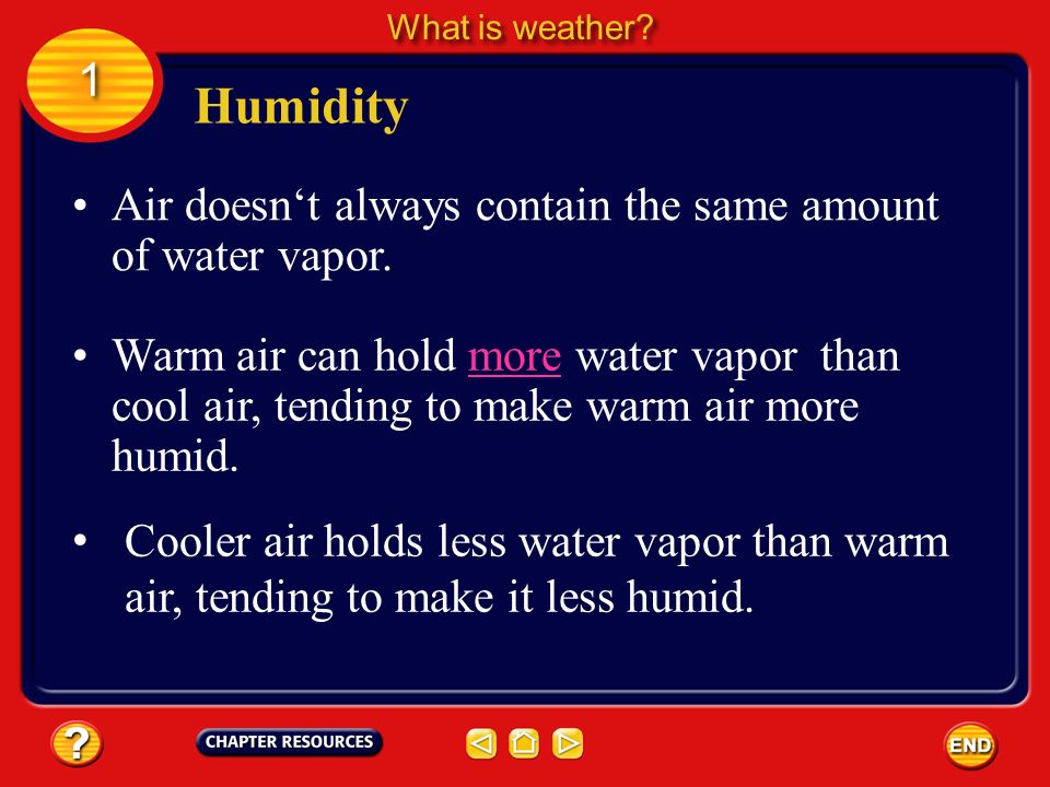 Humidity 1 Air doesn‘t always contain the same amount of water vapor.