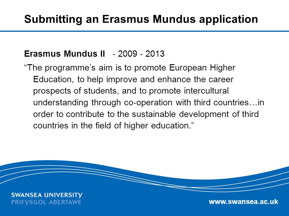 Submitting an Erasmus Mundus application