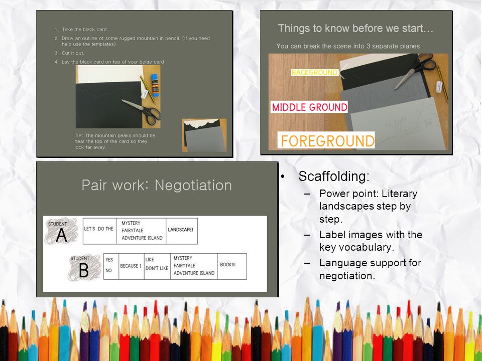 Scaffolding: Power point: Literary landscapes step by step.