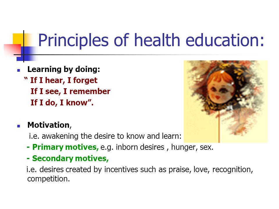 Principles of health education: