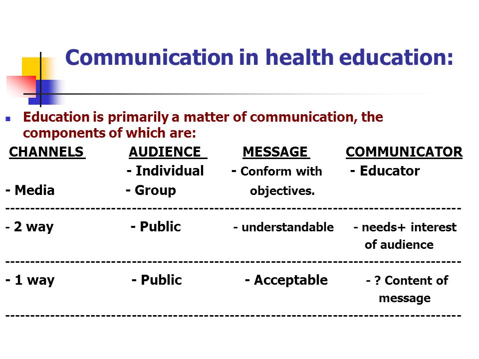 Communication in health education: