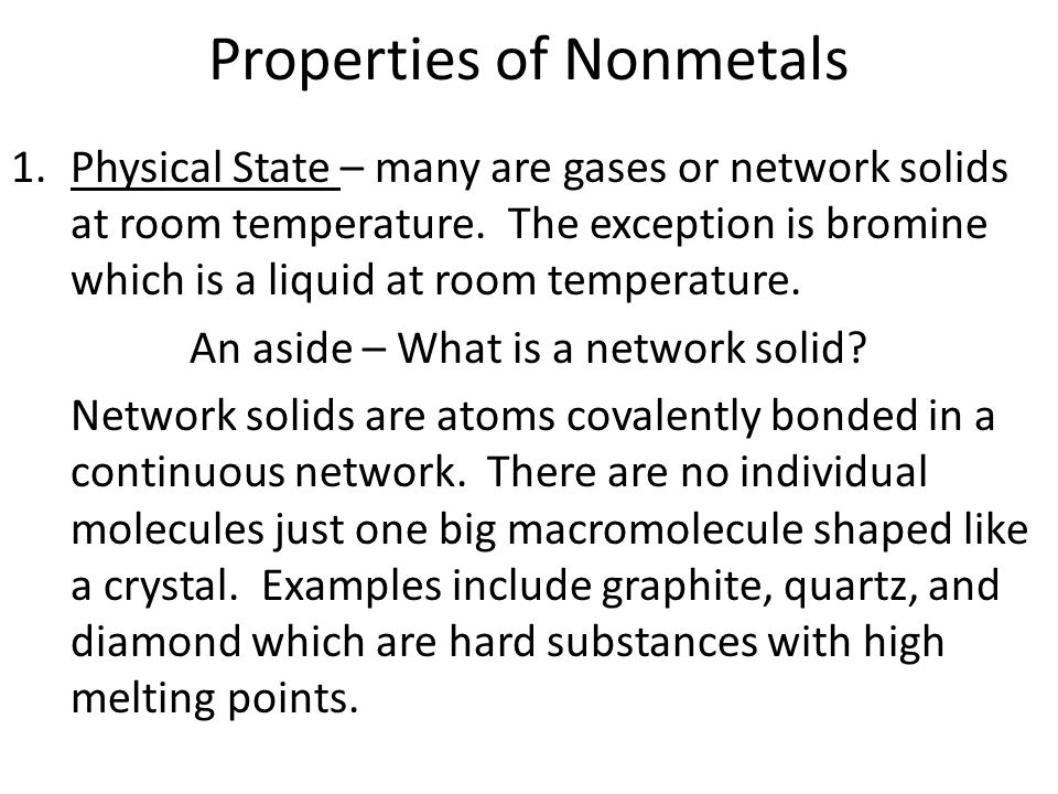 Properties of Nonmetals