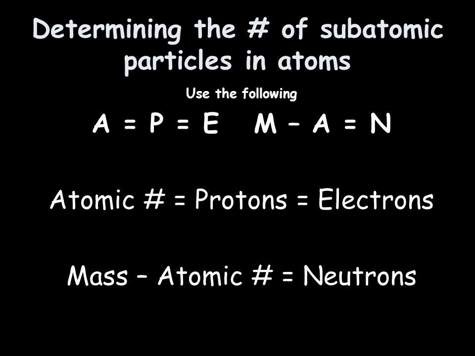 Determining the # of subatomic particles in atoms