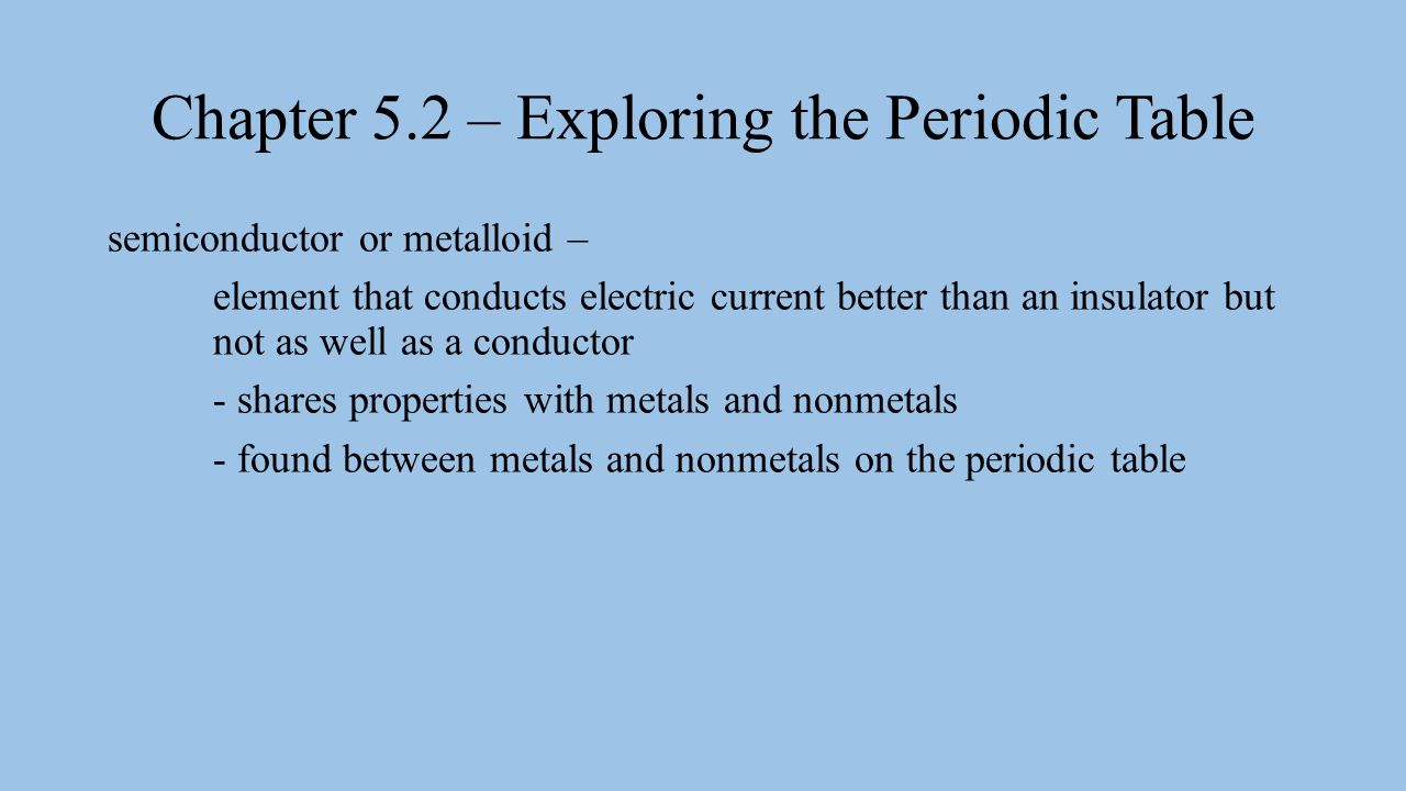 Chapter 5.2 – Exploring the Periodic Table