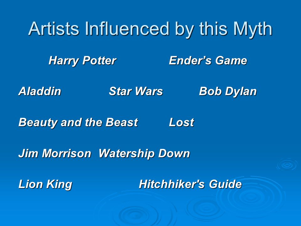 Artists Influenced by this Myth