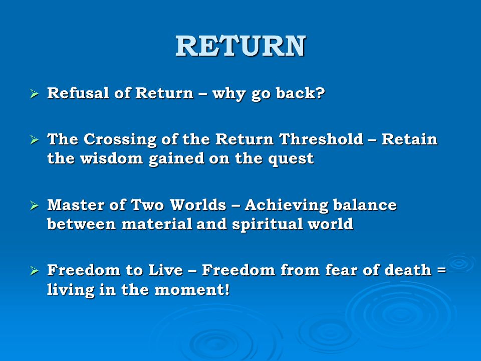 RETURN Refusal of Return – why go back