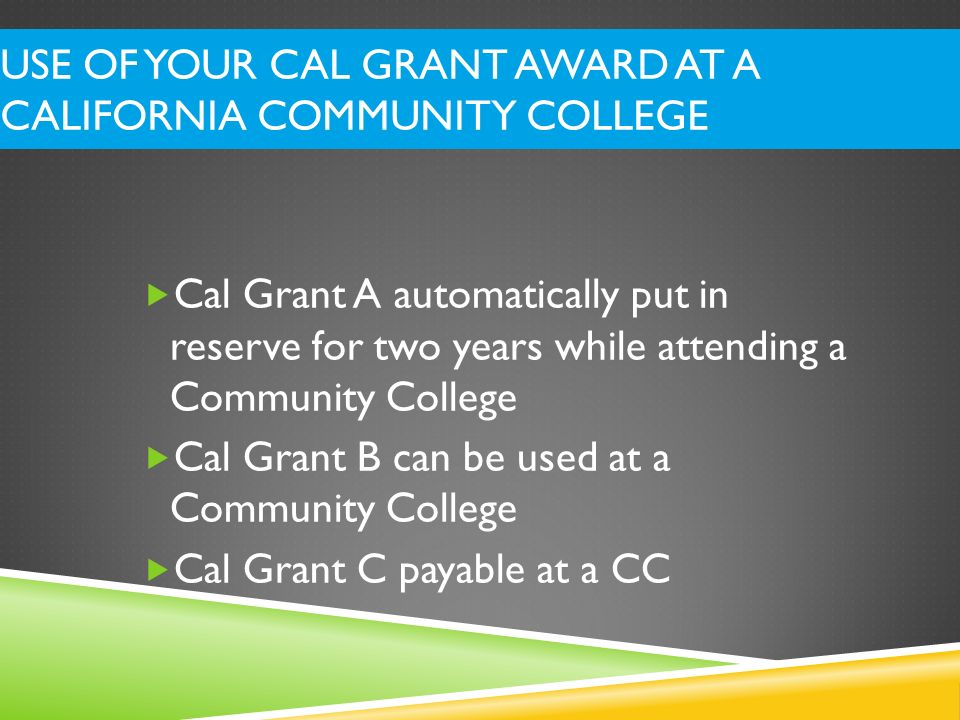 Use of your Cal Grant Award at a California Community College
