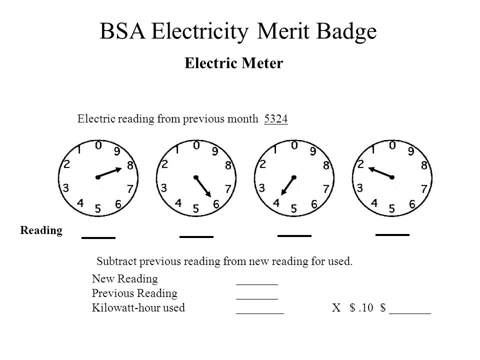 Electric Meter Electric reading from previous month 5324 Reading