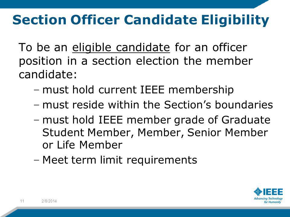 Section Officer Candidate Eligibility