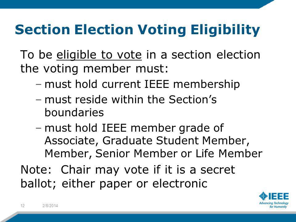 Section Election Voting Eligibility