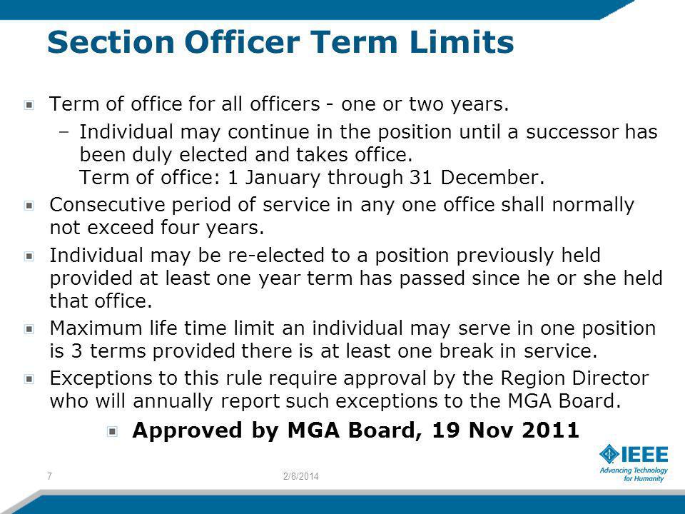 Section Officer Term Limits