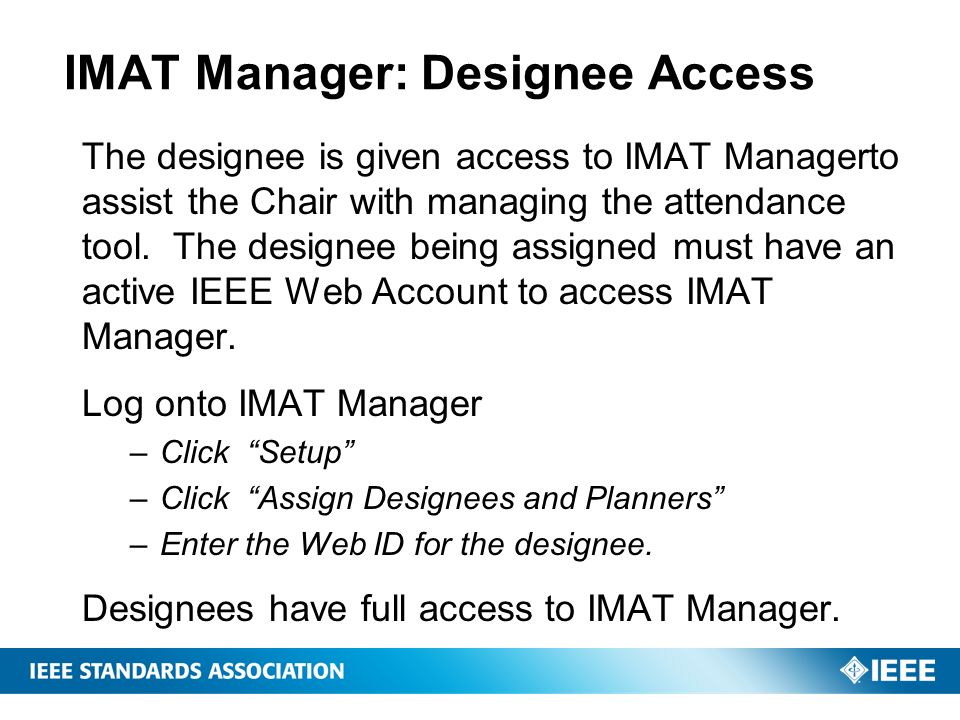 IMAT Manager: Designee Access