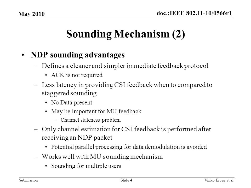Sounding Mechanism (2) NDP sounding advantages