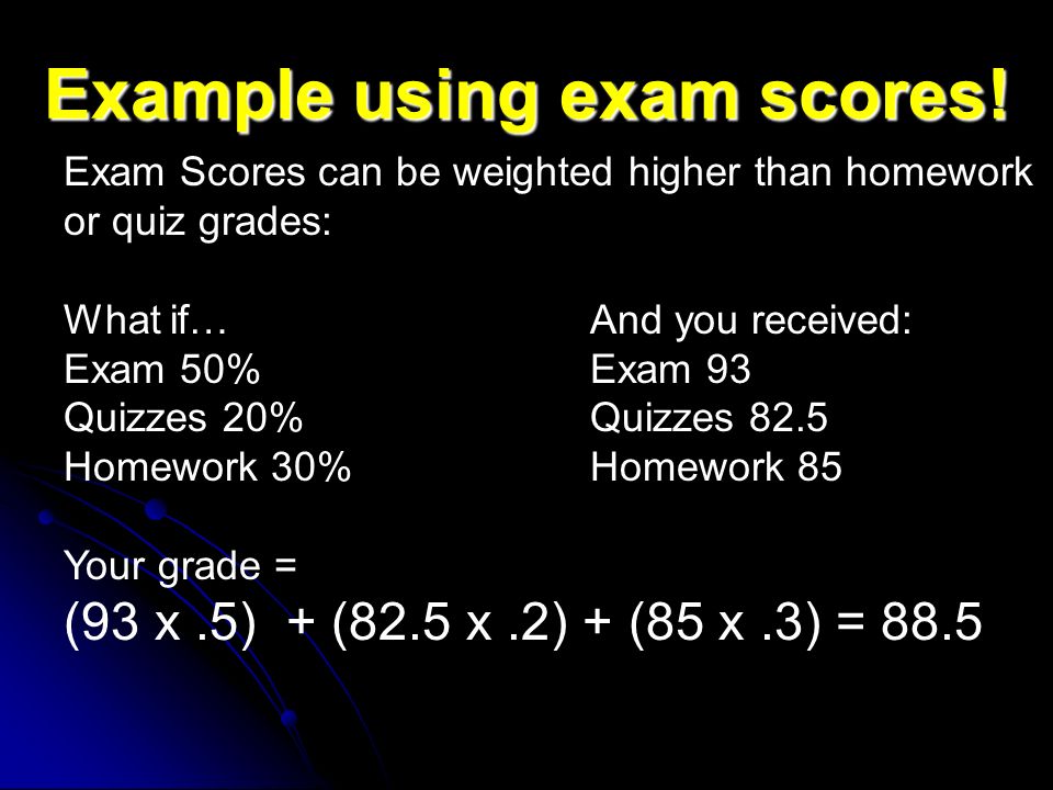 Example using exam scores!
