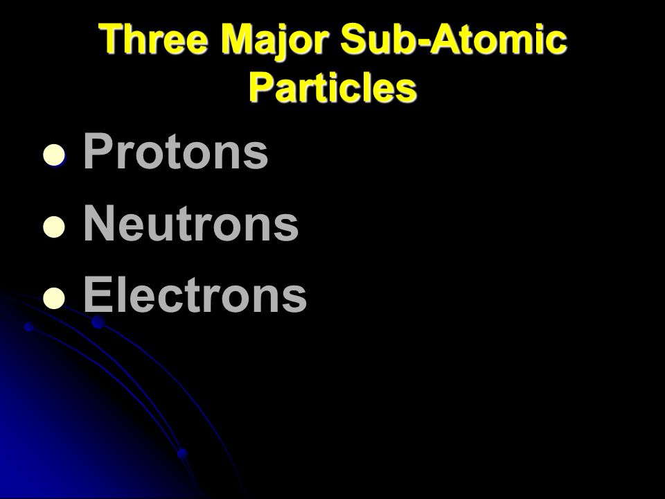 Three Major Sub-Atomic Particles