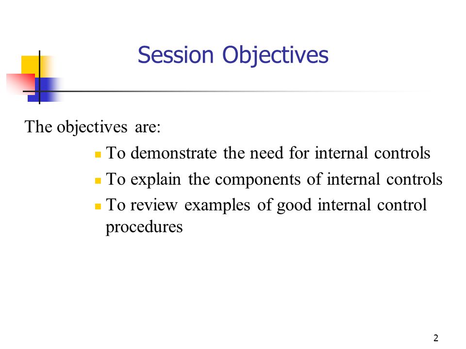 Session Objectives The objectives are: