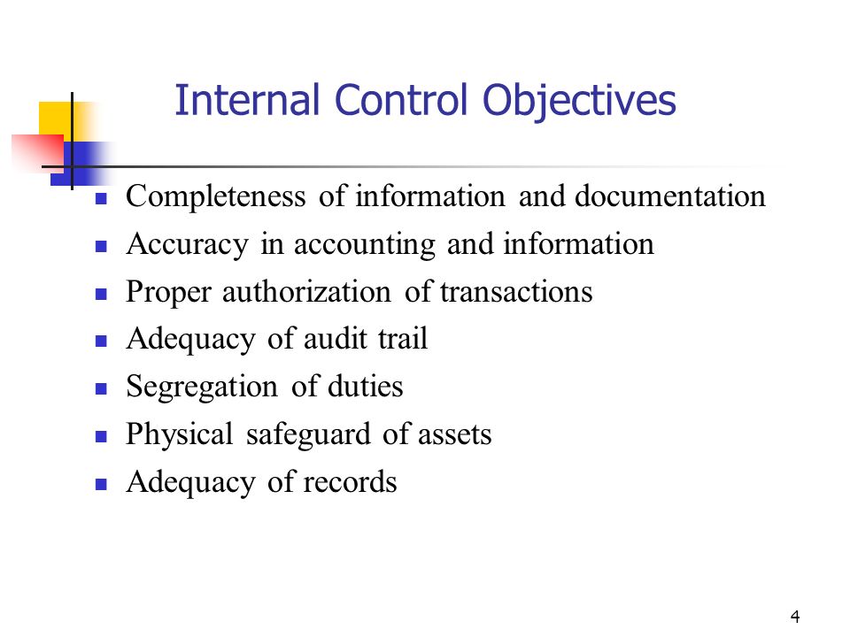 Internal Control Objectives