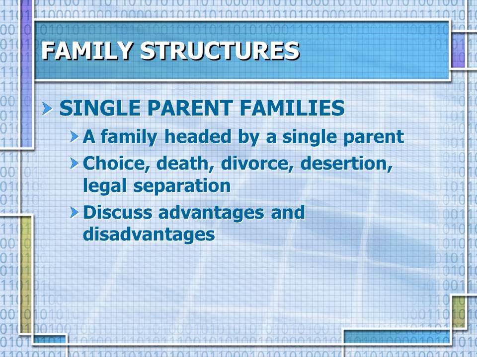 FAMILY STRUCTURES SINGLE PARENT FAMILIES