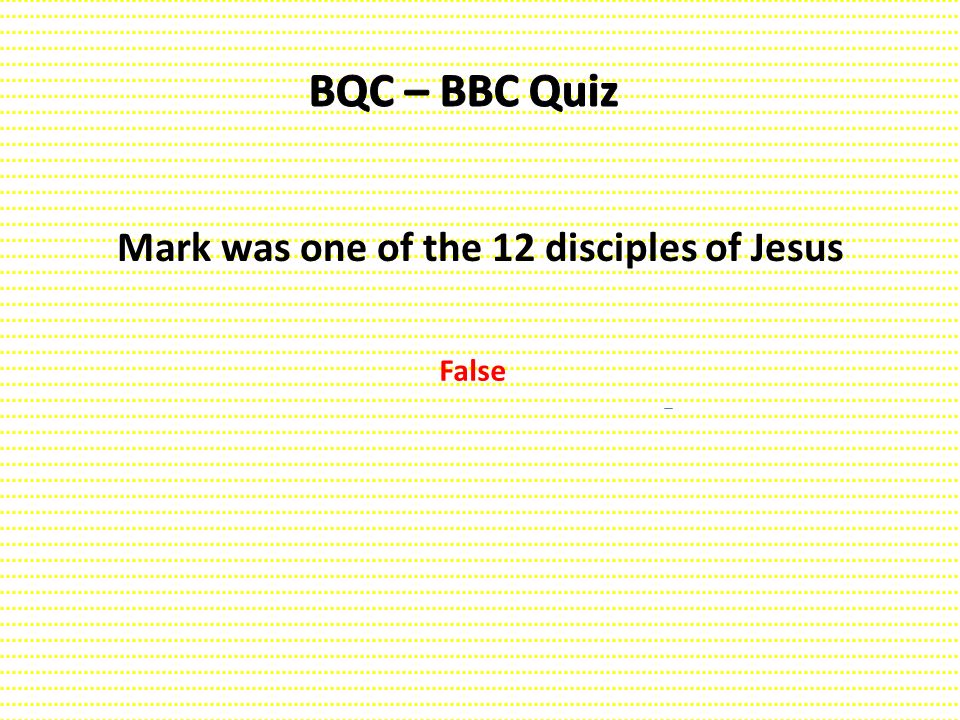 Mark was one of the 12 disciples of Jesus