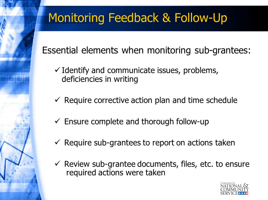 Monitoring Feedback & Follow-Up