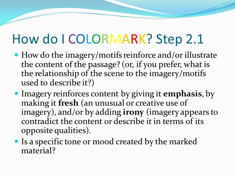 How do I COLORMARK Step 2.1