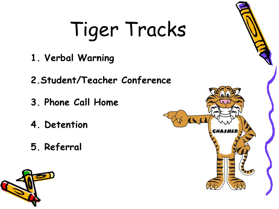 Tiger Tracks 1. Verbal Warning 2.Student/Teacher Conference